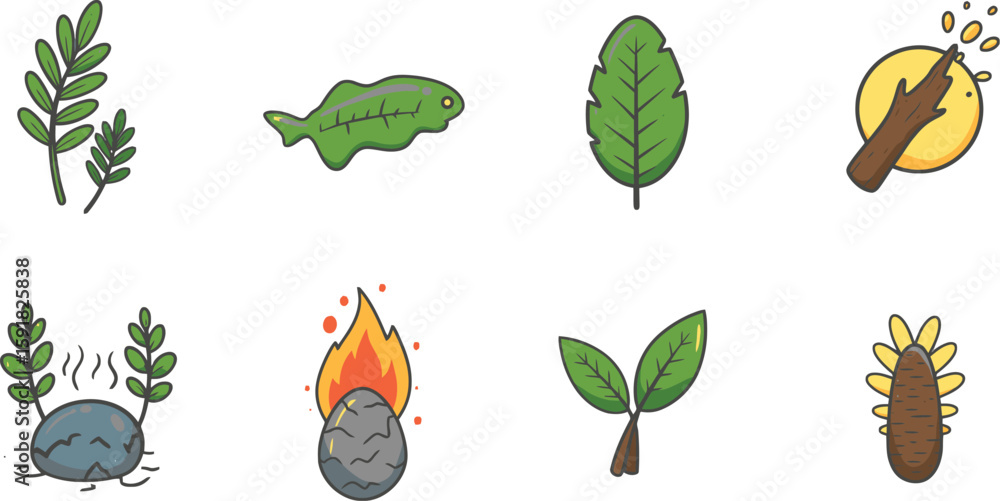 Poster vector art of a set of handdrawn leaf and plant illustrations featuring various branch and foliage s