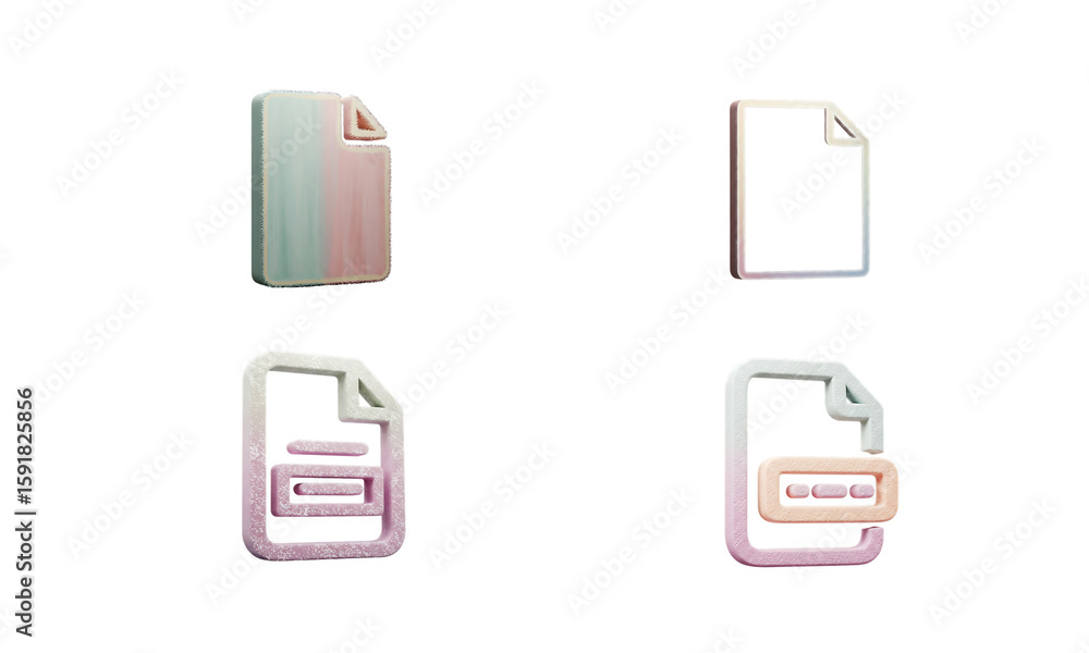 Fototapete digital paperwork a set of stylized icons for document and file management in pastel colors