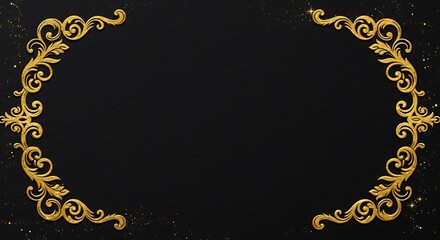 A black background with golden floral ornaments framing the top left and right corners of the image