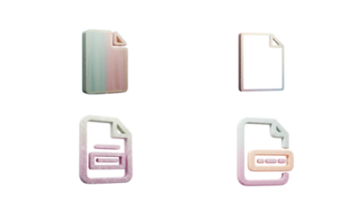Digital Paperwork A Set of Stylized Icons for Document and File Management in Pastel Colors
