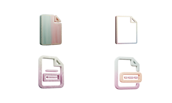 Digital Paperwork A Set of Stylized Icons for Document and File Management in Pastel Colors