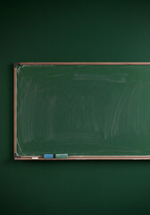 Green board. Dark green wall backdrop. Education concepts., back to school blackboard