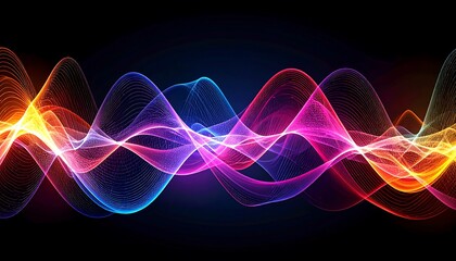 Colorful, abstract wave patterns on a dark background