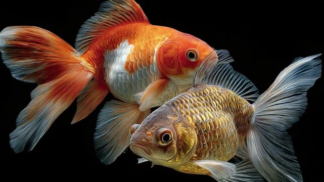 Two gold fish close-up