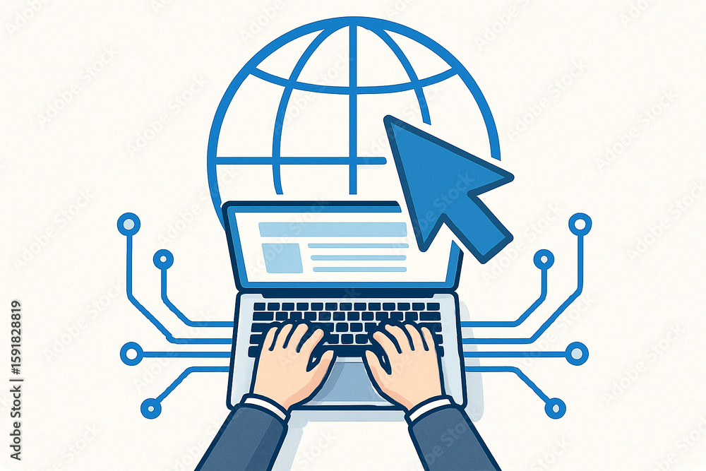Fototapete Web development internet technology global network online business laptop computer connection worldwide web