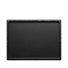 Obraz premium Black textured slate board with a smooth surface, ideal for food presentation in restaurants