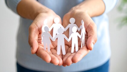 Hands holding paper cutouts of people in a circle