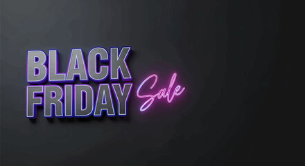 Black Friday Sale Neon Glamour and Dark Background for Promotion