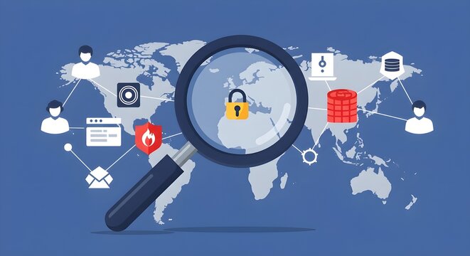 Global Cybersecurity and Data Privacy Analysis with Digital Lock Icons - Powered by Adobe