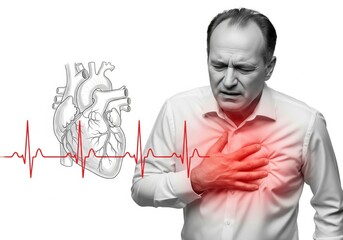 Heart Attack Concept with ECG and Anatomical Heart Illustration