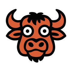 Obraz premium Cartoon Bull Head Icon Illustration | Animal Graphic Design for Digital Use