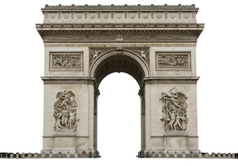 Obraz premium The majestic arc de triomphe in paris, france, stands prominently against a clean transparent background
