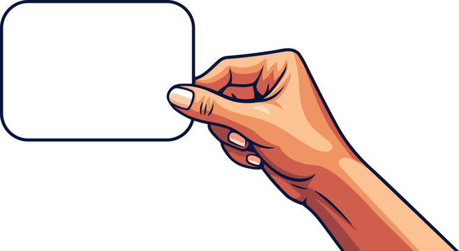 A hand holding paper mockup vector illustration