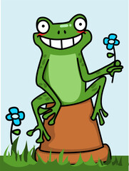 illustration of a frog holding a flower