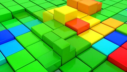 Obraz premium Colorful, glossy cubes in a geometric pattern