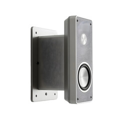 Obraz premium Stylish gray wall-mounted speaker with a sleek design, perfect for modern interiors.