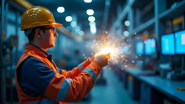 Examine reshoring and domestic production benefits with visuals of modern manufacturing plants efficient supply chains and robust local workforce engagement boosting national industry. in  Photo Stock