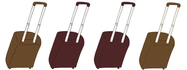 キャリー　旅行　趣味　イラスト　茶色　あずき色　4セット　線画　色違い