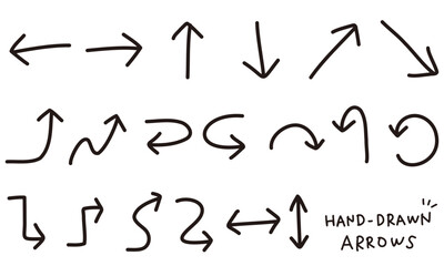 シンプルな手描き矢印セット,ベクター,黒 (hand-drawn arrows 1)