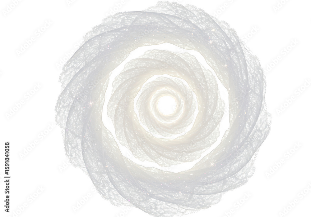 Aufkleber an abstract white swirl pattern with a bright center and delicate textures, isolated on a transparen