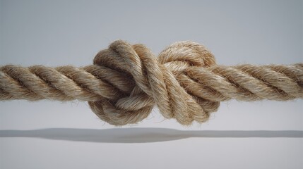 Tightly Bound Rope Illustrating Strength and Resilience in White Studio Shot