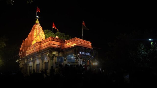 Golden Lit Harsiddhi Mata Temple at Night &ndash; A Glimpse of Devotion in Ujjain