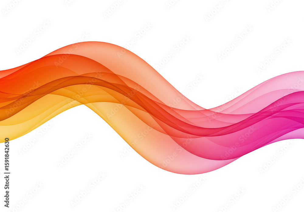 Poster an abstract colorful wave of gradient colors flowing smoothly across a transparent background