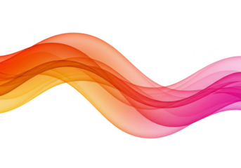 An abstract colorful wave of gradient colors flowing smoothly across a transparent background