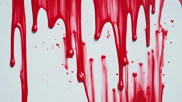 Dripping Red Paint: Abstract Fluid Motion on White Background