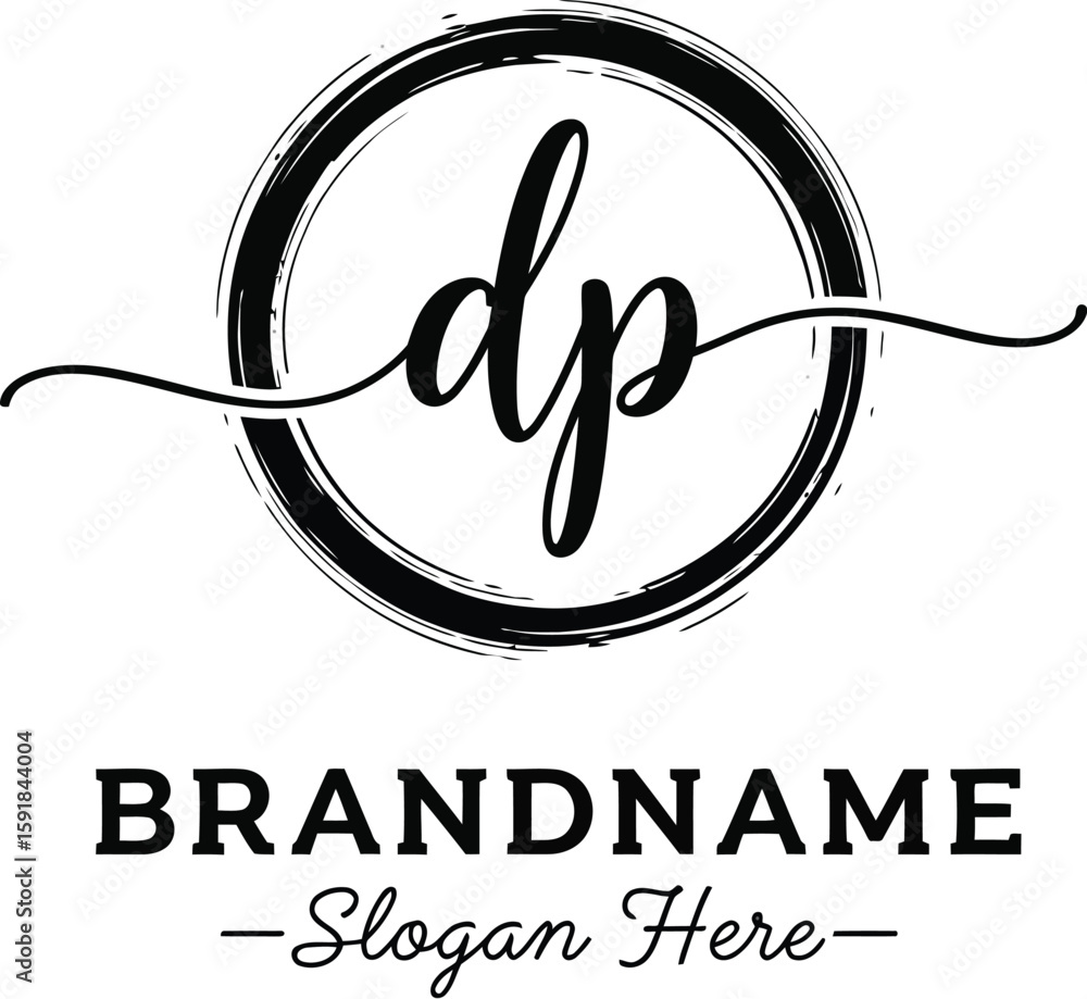 Poster elegant dp monogram logo design showcasing calligraphy font within a rustic circle ideal for brandin