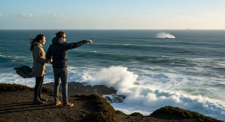 Surfer walking on the beach with waves ocean sky and people at sunset