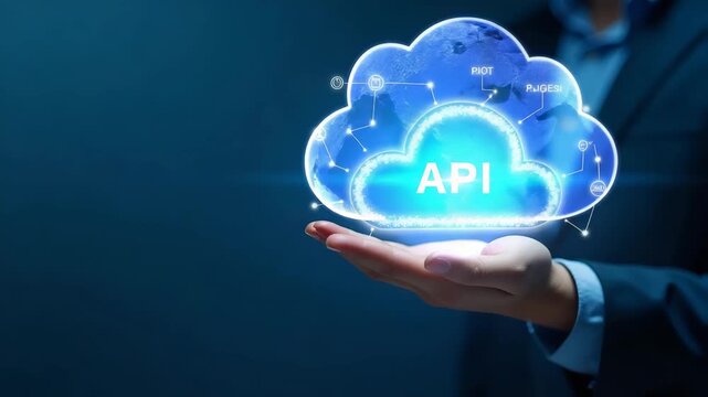 Comprehensive Cloud API Solution for Secure Data Exchange and Efficient Service Orchestration in Photo Stock Concept with Left-Side Empty Space