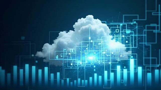 Futuristic Cloud Computing Trends: Dynamic Digital Analytics & Evolving Network Architectures for Enterprise Technology - Photo Stock Concept