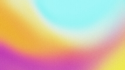 Abstract vibrant blue yellow pink color grainy gradient isolated on transparent background, noise texture for backdrop banner header poster cover wallpaper brochure design.  