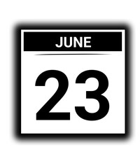 Black and white color June month calendar date 23