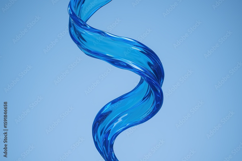 Aufkleber abstract blue water splash swirl design with dynamic flow and curves.