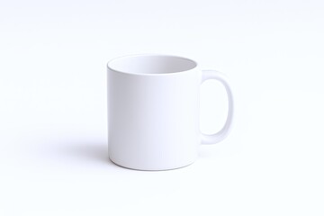 Fototapeta premium Plain White Ceramic Coffee Mug Isolated on White Background with Soft Shadows.