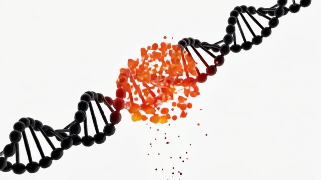 3D DNA Strand Breaking Apart with Molecular Explosion