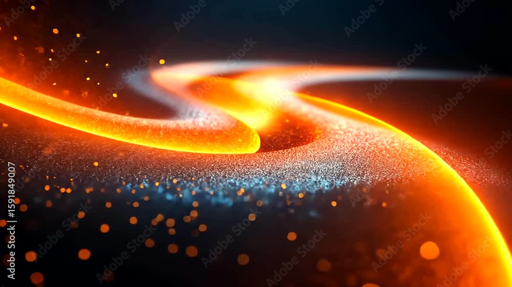 Poster vibrant abstract flowing energy stream with dynamic particle effects and glowing light trails