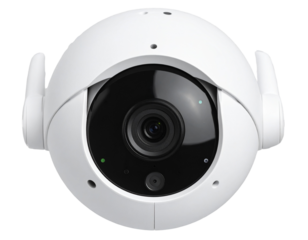 Smart 360-Degree Rotating Security Camera with Wi-Fi Antennas, isolated on transparent background PNG