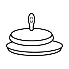 Simple line art illustration of a pancake griddle on a kitchen countertop