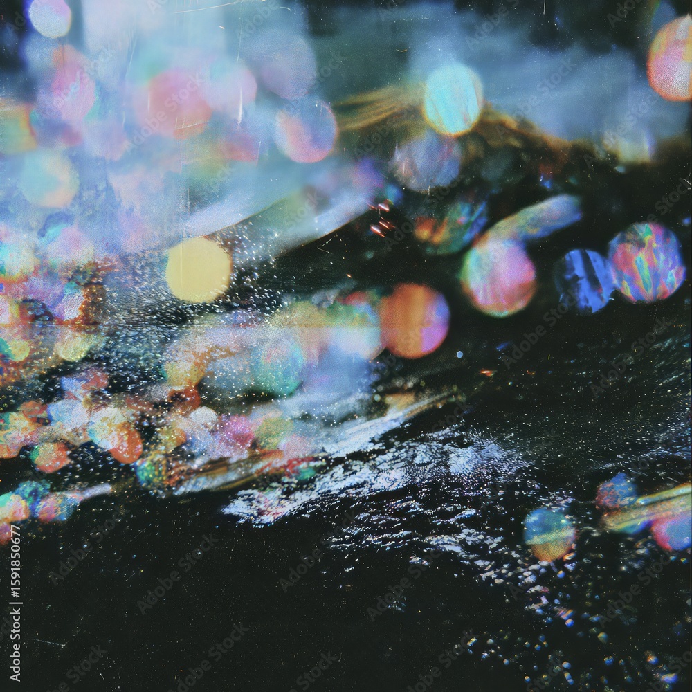 Wall mural abstract colorful bokeh background with iridescent light effects