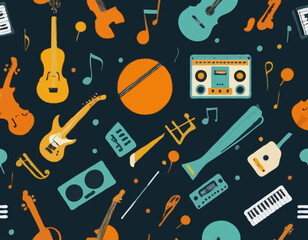 Musical seamless background with different insrtuments