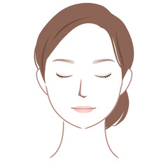 女性の顔　線画　美容　医療