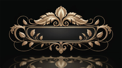 Ornate gold floral border with black background frame