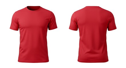 A red tshirt shown from both front and back views, isolated on white