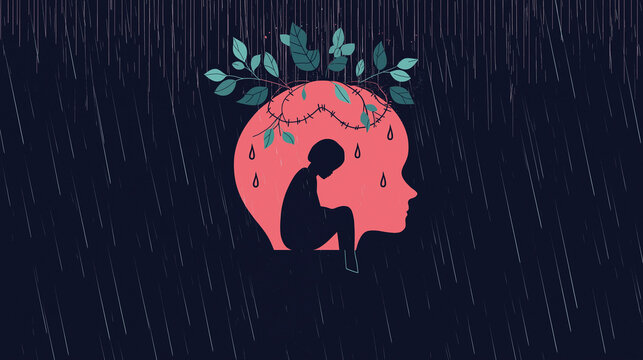 Depression, Anxiety, Mental Health Day Illustration - Powered by Adobe