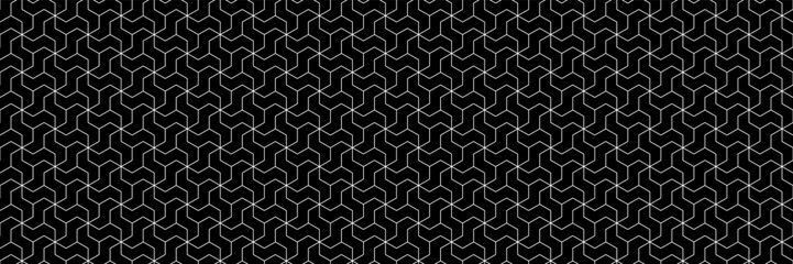 horizontal seamless geometric white line on black pattern for design and background.