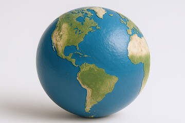 Fototapeta premium Realistic Earth globe model with detailed continents and vibrant colors.