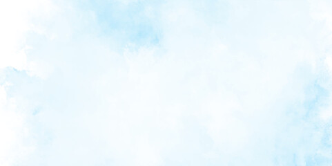 abstract background featuring a soft gradient from vibrant sky blue, Blue pastel sky with white fluffy cloud. Cloudscape background. Soft cumulus clouds backdrop.  Beautiful blue watercolor.